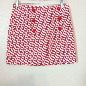 Vineyard Vines Geo Fish Red & White Preppy Mini Skirt Academia Vintage